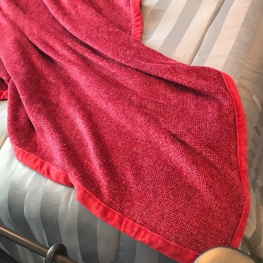 Red throw blanket loose knit